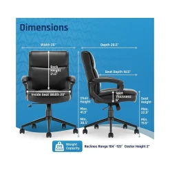 Click365 Ergonomic Chairs<Transform 2.0 Ergonomic Bonded Leather Swivel Desk Chair, (CCHR10007B)