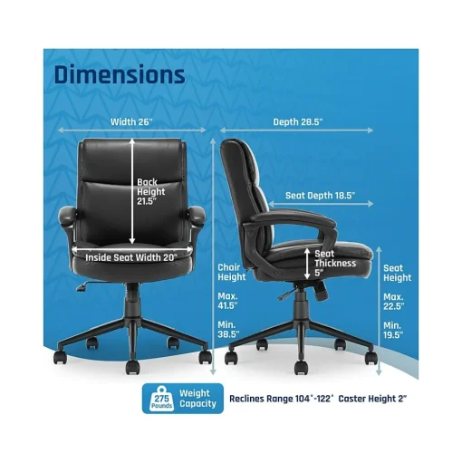 Click365 Ergonomic Chairs<Transform 2.0 Ergonomic Bonded Leather Swivel Desk Chair, (CCHR10007B)