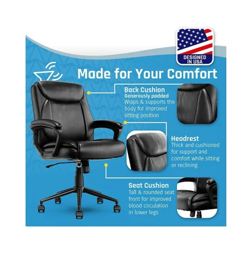 Click365 Ergonomic Chairs<Transform 1.0 Ergonomic Bonded Leather Swivel Desk Chair, (CCHR10001B)