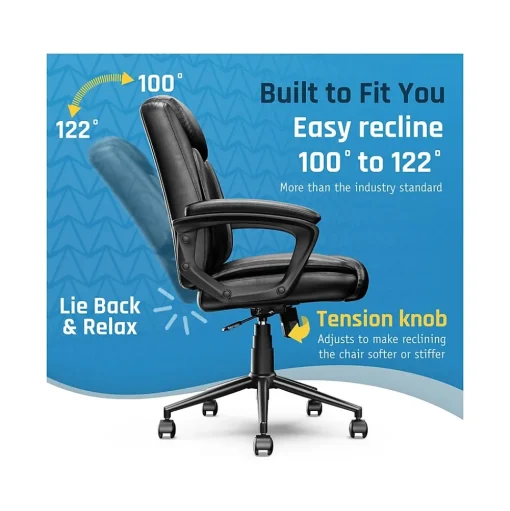 Click365 Ergonomic Chairs<Transform 1.0 Ergonomic Bonded Leather Swivel Desk Chair, (CCHR10001B)