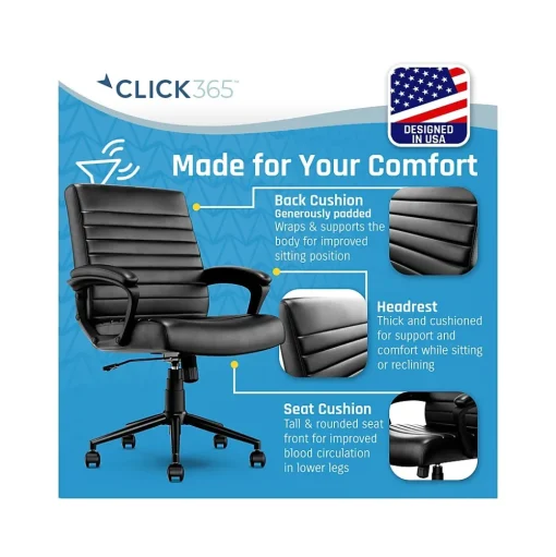 Click365 Ergonomic Chairs<Transform 3.0 Ergonomic Bonded Leather Swivel Desk Chair, (CCHR10008B)