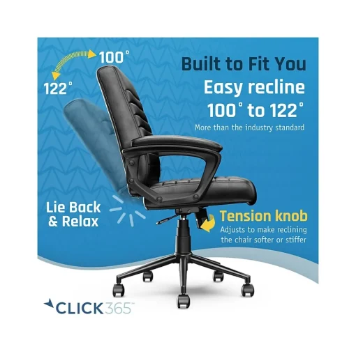 Click365 Ergonomic Chairs<Transform 3.0 Ergonomic Bonded Leather Swivel Desk Chair, (CCHR10008B)