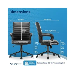 Click365 Ergonomic Chairs<Transform 3.0 Ergonomic Bonded Leather Swivel Desk Chair, (CCHR10008B)