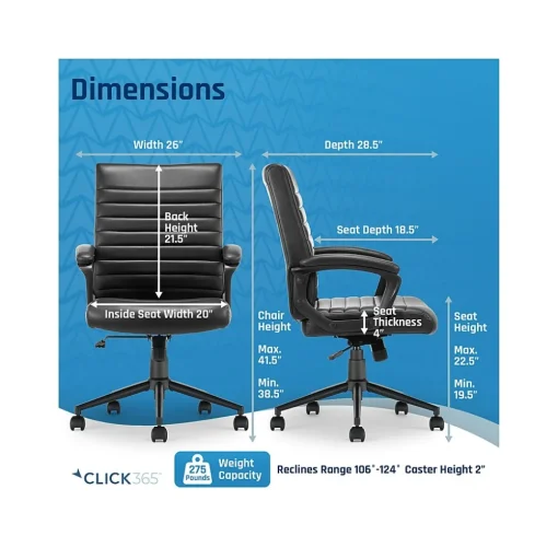 Click365 Ergonomic Chairs<Transform 3.0 Ergonomic Bonded Leather Swivel Desk Chair, (CCHR10008B)
