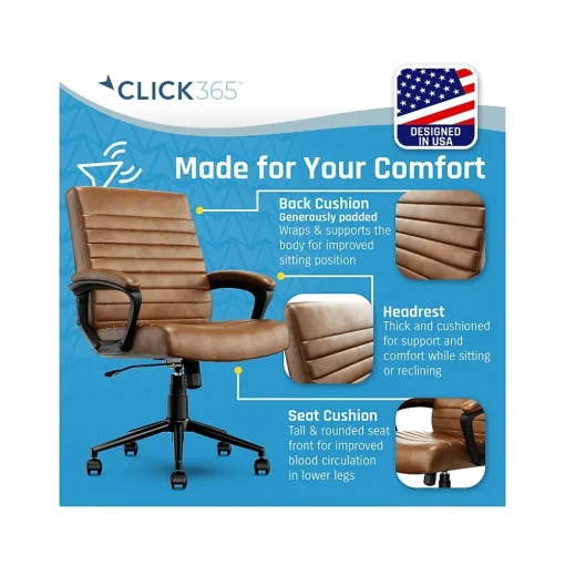 Click365 Ergonomic Chairs<Transform 3.0 Ergonomic Bonded Leather Swivel Desk Chair, (CCHR10008A)