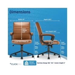 Click365 Ergonomic Chairs<Transform 3.0 Ergonomic Bonded Leather Swivel Desk Chair, (CCHR10008A)