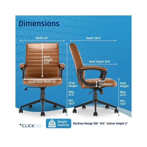 Click365 Ergonomic Chairs<Transform 3.0 Ergonomic Bonded Leather Swivel Desk Chair, (CCHR10008A)