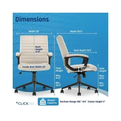 Click365 Ergonomic Chairs<Transform 3.0 Ergonomic Vegan Leather Swivel Desk Chair, (CCHR10008C)
