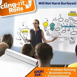 All Things Cling Dry Erase<Cling-rite Removable Dry Erase Sheets Roll, 100' Roll, White (CGS1003CLINGRITE)