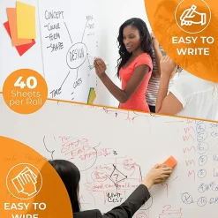 All Things Cling Dry Erase<Cling-rite Removable Dry Erase Sheets Roll, 100' Roll, White (CGS1003CLINGRITE)