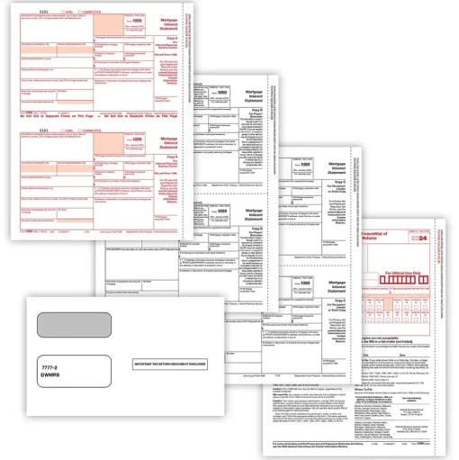 ComplyRight Tax Forms<2024 1098 Tax Form Envelopes, 3-Part, 2-Up, Copies A, B, C and/or State, 10/Pack (6108E10)