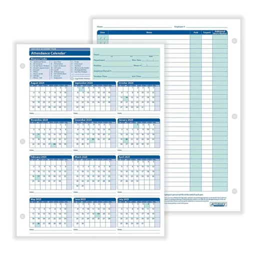 ComplyRight Hr Forms<2024-2025 Academic Attendance Calendar, 50/Pack (A43005015)