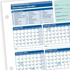 ComplyRight Hr Forms<2024-2025 Academic Attendance Calendar, 50/Pack (A43005015)