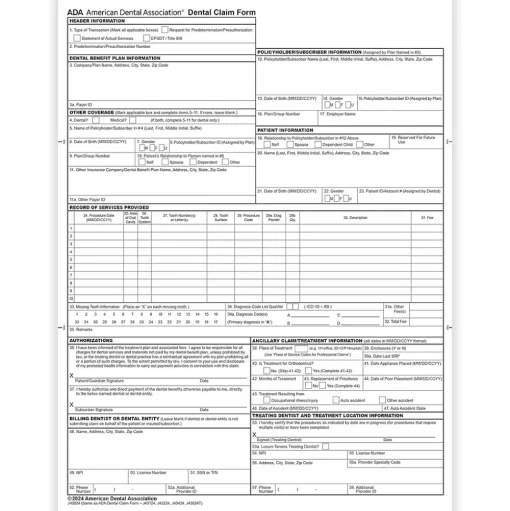 ComplyRight Medical Forms<2024 ADA Dental Claim Forms, 2,500 Forms/Pack (20241)
