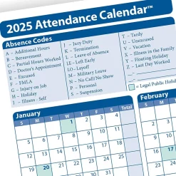 ComplyRight Hr Forms<2025 Attendance Calendar Card, 25 Forms/Pack (A4000W25)