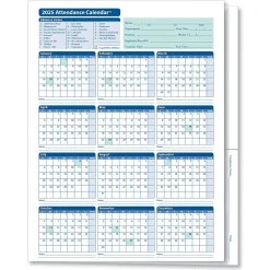 ComplyRight Hr Forms<2025 Attendance Calendar File Folder, 25 Forms/Pack (A3050)