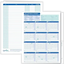 ComplyRight Hr Forms<2025 Attendance Calendar File Folder, 25 Forms/Pack (A3050)