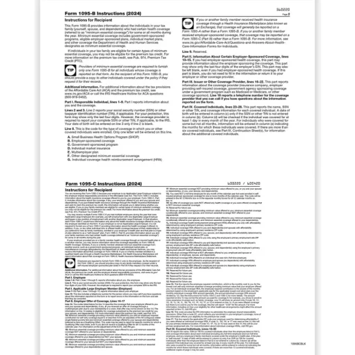 ComplyRight Tax Forms<2024 1095-B Tax Form, 1-Part, 2-Up, 500/Pack (1095BCBLK500)