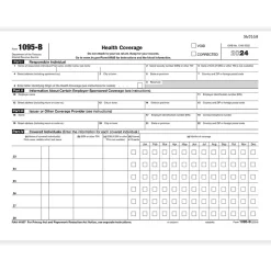 ComplyRight Tax Forms<2024 1095-B Tax Form, 1-Part, White/Black, 500/Pack (1095BIRS500)