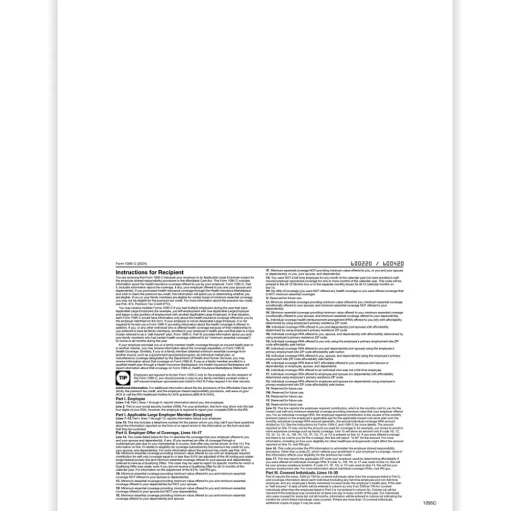 ComplyRight Tax Forms<2024 1095-C Tax Form, 1-Part, White/Black, 50/Pack (1095C50)
