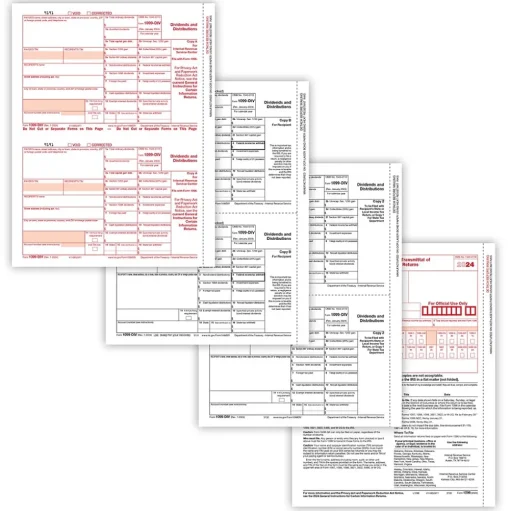 ComplyRight Tax Forms<2024 1099-DIV Tax Form Envelopes, 4-Part, 2-Up, Copies A, B, C and/or State, 10/Pack (610710)