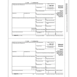 ComplyRight Tax Forms<2024 1099-INT Tax Form, 1-Part, 2-Up, Copy C, 50/Pack (512250)