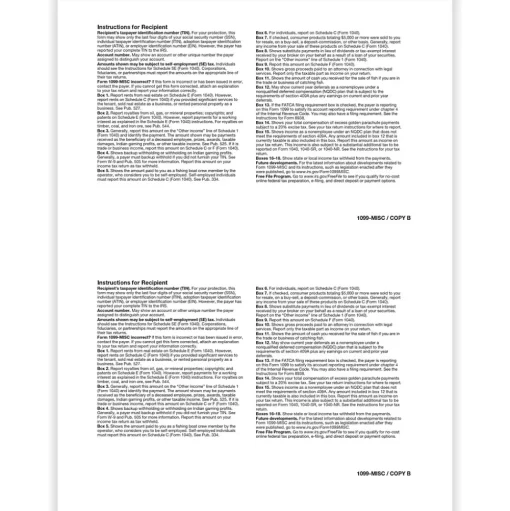ComplyRight Tax Forms<2024 1099-MISC Tax Form, 1-Part, 2-Up, Recipient Copy B, 50/Pack (511150)