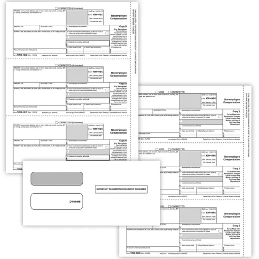 ComplyRight Tax Forms<2024 1099-NEC Tax Form Envelopes/Recipient Copy Only, 2-Part, 3-Up, Copy B, C/2, 50/Pack (NEC6113E)