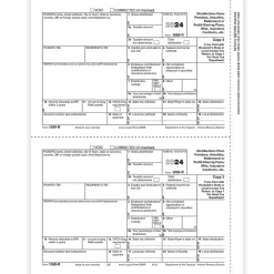 ComplyRight Tax Forms<2024 1099-R Tax Form, 1-Part, 2-Up, Payer Copy D, 50/Pack (514350)
