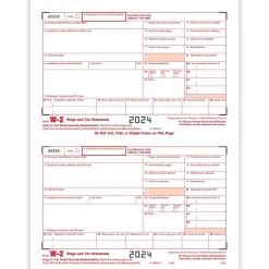 ComplyRight Tax Forms<2024 W-2 Tax Form, 1-Part, 2-Up, Federal Copy A, 50/Pack (520150)
