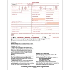 ComplyRight Tax Forms<2024 W-3 Tax Form, 1-Part, Transmittal, 10/Pack (520010)