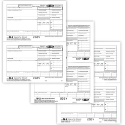 ComplyRight Tax Forms<2024 W-2 Tax Form, 5-Part, 2-Up, Copy B, C/2, D/1, 25/Pack (564825)