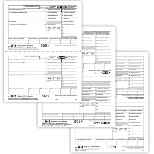ComplyRight Tax Forms<2024 W-2 Tax Form, 5-Part, 2-Up, Copy B, C/2, D/1, 25/Pack (564825)