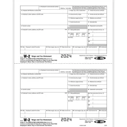 ComplyRight Tax Forms<2024 W-2 Tax Form, 2-Part, 2-Up, Employee Copy C, 50/Pack (520350)