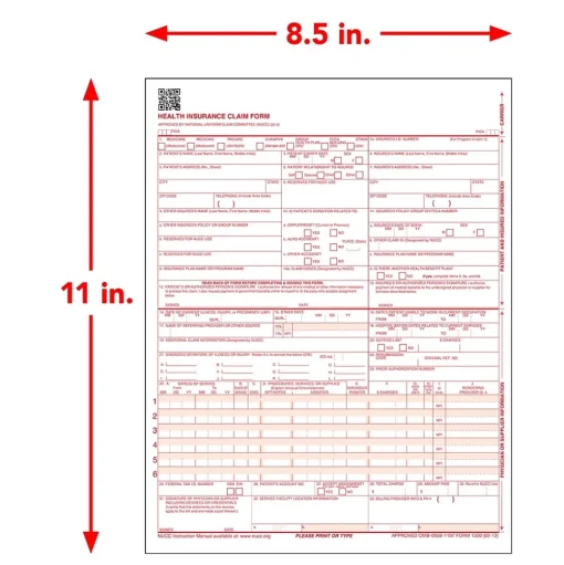 TFP Medical Forms<ComplyRight CMS-1500 Health Insurance Claim Forms (02/12), 8-1/2" x 11", Pack of 500 (CMS12LC500)