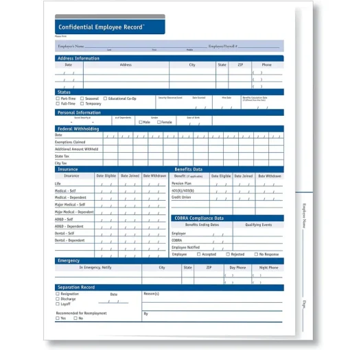 ComplyRight Hr Forms<™ Confidential Employee Records Folder, Expanded, Pack of 25 (A0175)