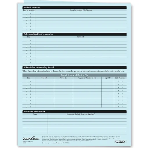 ComplyRight Medical Forms<Confidential Employee Medical Records Folder, Pack of 25 (A2211)