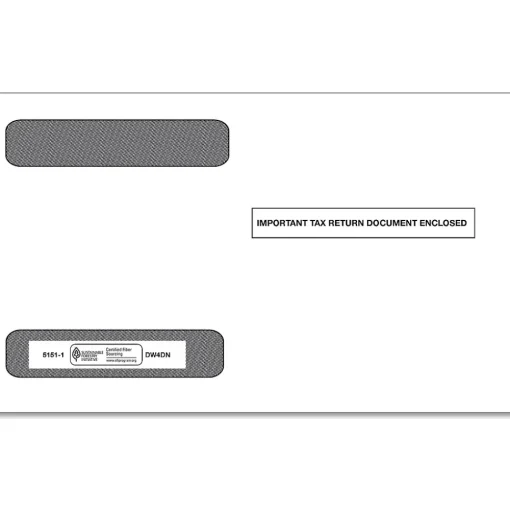 ComplyRight Tax Forms<Double Window Envelope for W-2 (5218) Tax Form, 5.63" x 9", White/Black, 100/Pack (51511)
