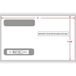 ComplyRight Tax Forms<Double Window Envelope for W-2 (5218) Tax Form, 5.63" x 9", White/Black, 100/Pack (51511)