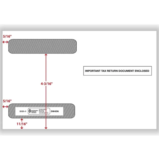 ComplyRight Tax Forms<Double Window Envelope for W-2 (5218) Tax Form, 5.63" x 9", White/Black, 100/Pack (51511)