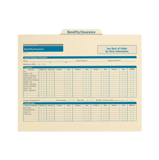ComplyRight Medical Forms<Employee Benefits & Insurance Records Organizer, Pack of 25 (A0309)