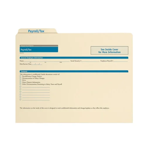 ComplyRight Hr Forms<Employee Payroll & Tax Records Organizer, Pack of 25 (A0311)