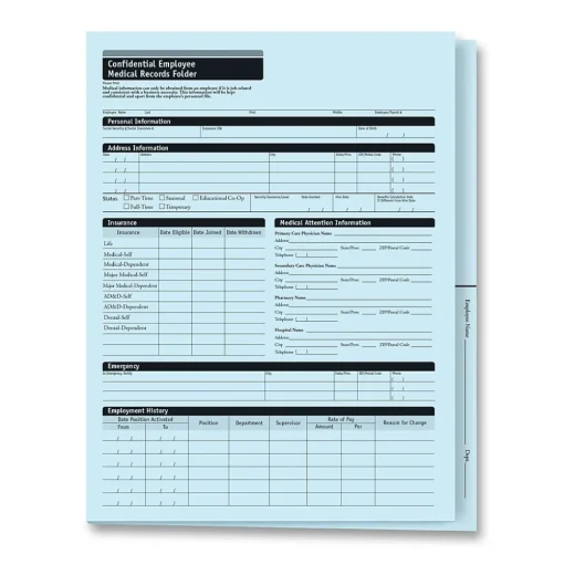 ComplyRight Medical Forms<™ Expanded Confidential Employee Medical Records Folder, Pack of 25 (A3325)