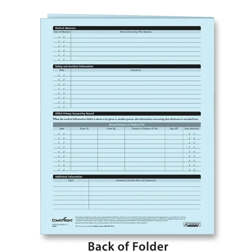 ComplyRight Medical Forms<™ Expanded Confidential Employee Medical Records Folder, Pack of 25 (A3325)