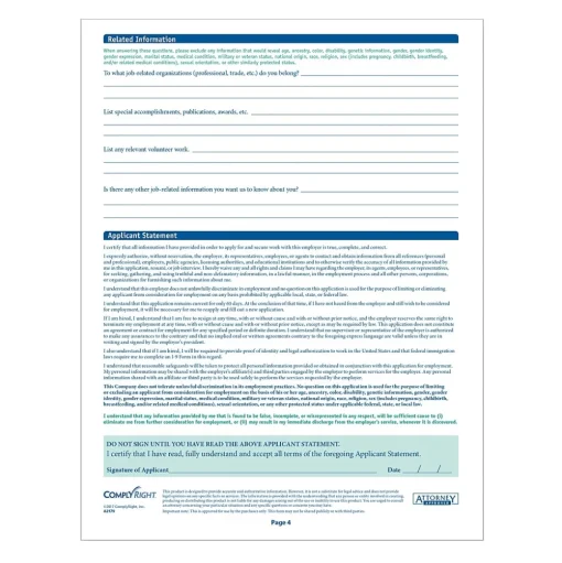 ComplyRight Hr Forms<™ Illinois Job Application, Pack of 50 (A2179IL)