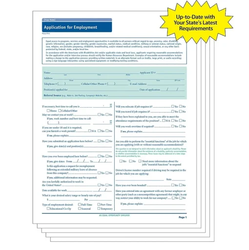 ComplyRight Hr Forms<™ Illinois Job Application, Pack of 50 (A2179IL)
