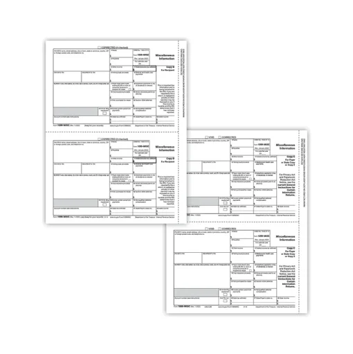 ComplyRight Tax Forms<1099-MISC 3-Part Tax Form Set with Recipient Copy Only, 50/Pack (6113)