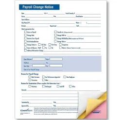 ComplyRight Hr Forms<Payroll Change Notice, 3-Part, Pack of 50 (A2170)
