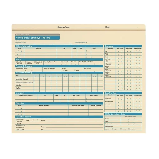 ComplyRight Hr Forms<™ Personnel Pocket File Folder, Pack of 25 (A1202)