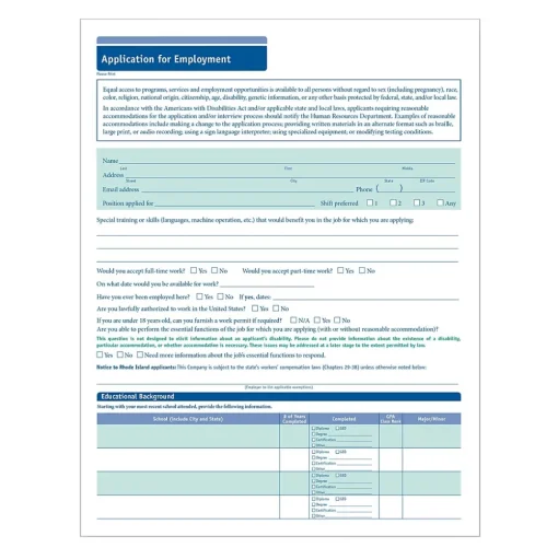 ComplyRight Hr Forms<™ 50-State Job Application - Short Form, Pack of 50 (AR0374)